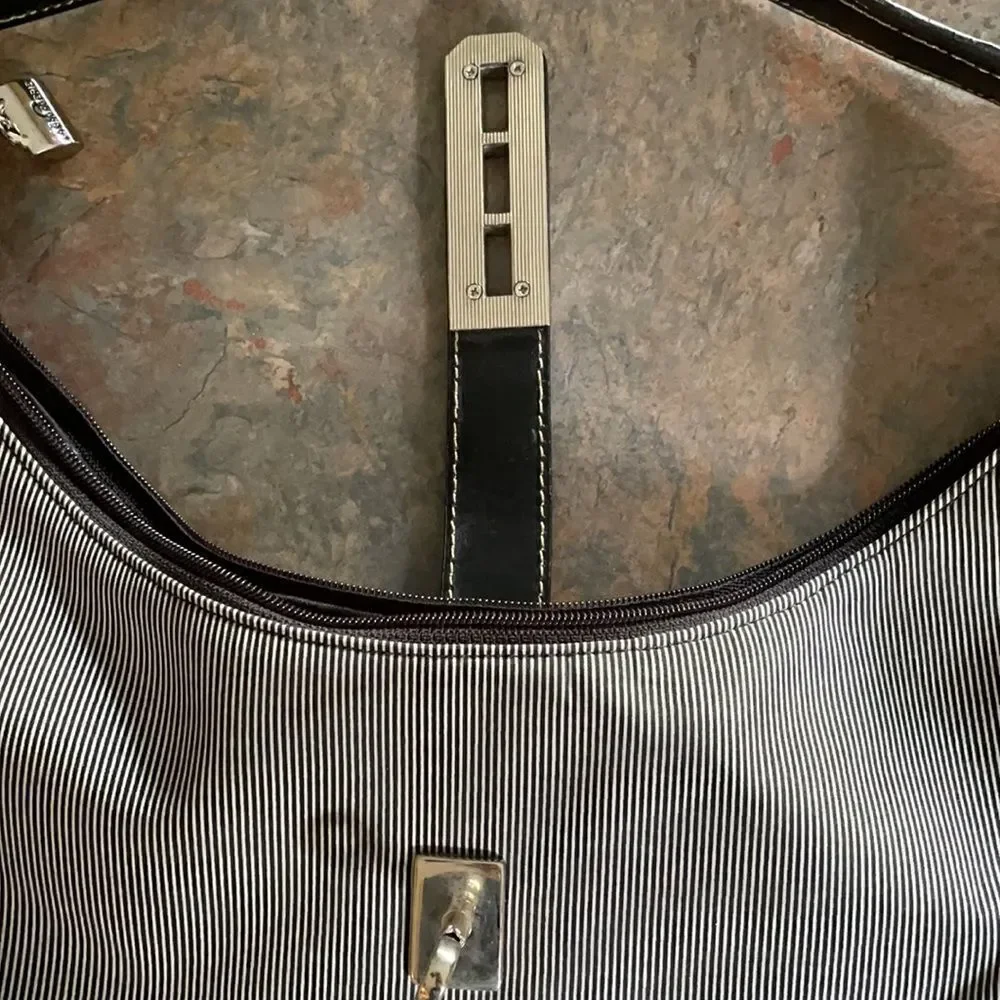 La Bagagerie Zip pinstriped Purse